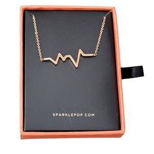 Rose Gold Necklace Heartbeat Collar Length 16"-18" Sparkle Pop Fashion Jewelry
